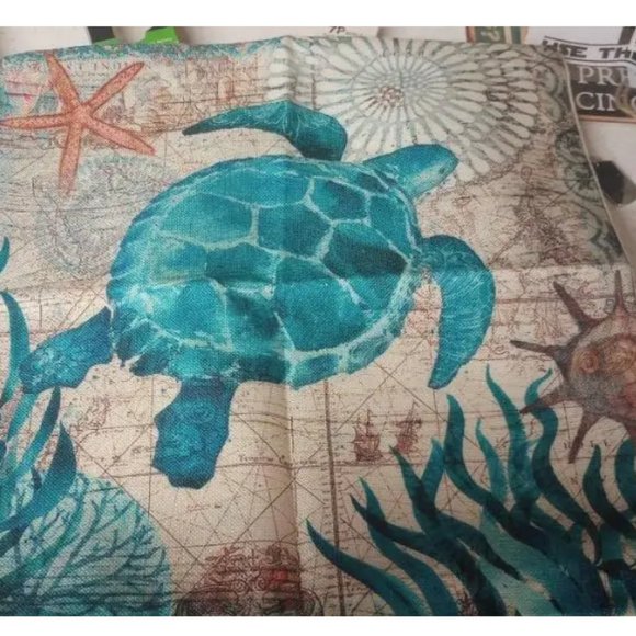 Decorative Throw Pillow Cover Case Turtle Beach Decor Nautical Coastal Cottage - Picture 7 of 11